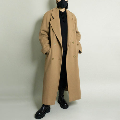 VINTAGE OVERSIZED DOUBLE BREASTED WOOL OVERCOAT |  CAMEL | S-XL