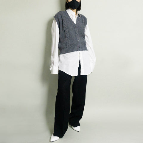 VINTAGE CABLE KNITTED SWEATER VEST | GRAY HEATHER | S/M/L