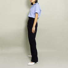 Load image into Gallery viewer, VINTAGE MAX MARA HIGH-WAISTED PINSTRIPE DRESS PANT | NAVY | 28W