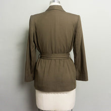 Load image into Gallery viewer, 1980’s LORD &amp; TAYLOR WRAP BLAZER WITH SHAWL COLLAR | DARK OLIVE | S